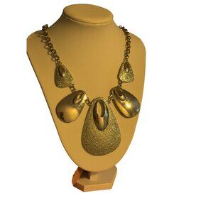 Vtg Erica Lyons Silver Tone Bib Necklace Teardrop Textured Dangles 20" Estate